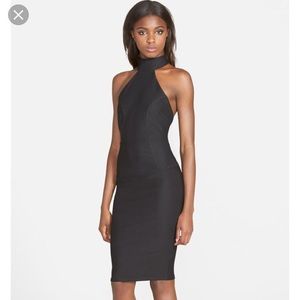 Black high neck cocktail dress